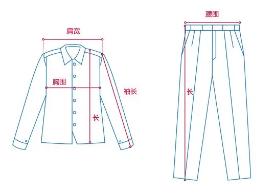 定做工作服測量展示圖，短袖工作服定做，冬季工作服定做