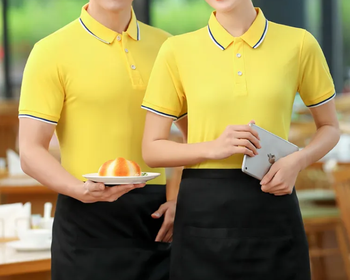 黃色酒店職業(yè)裝展示，酒店服務(wù)員制服